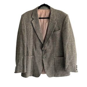 HARRIS TWEED Vintage Hand Woven Wool Blazer Grey Blue 44R